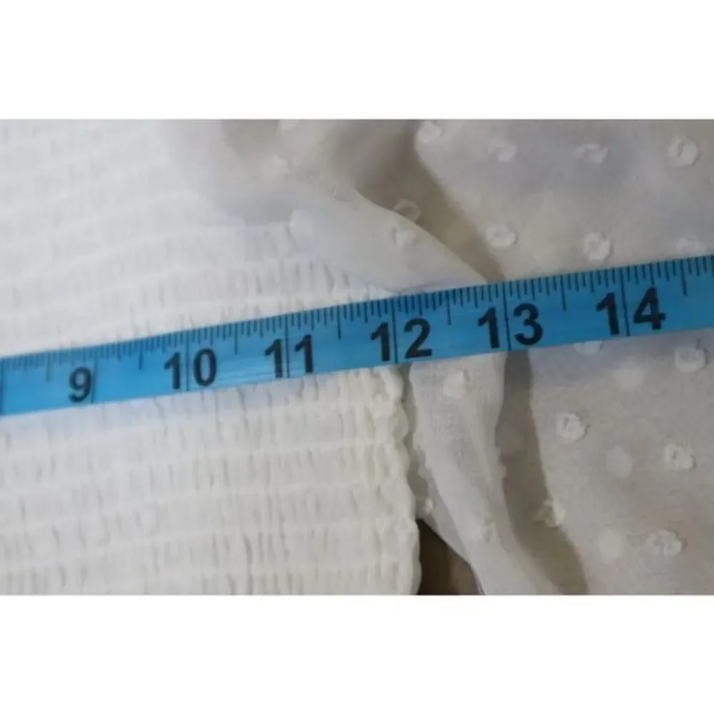 Aqua Girls‎ White Swiss Dot Smocked Top Size L 10/12